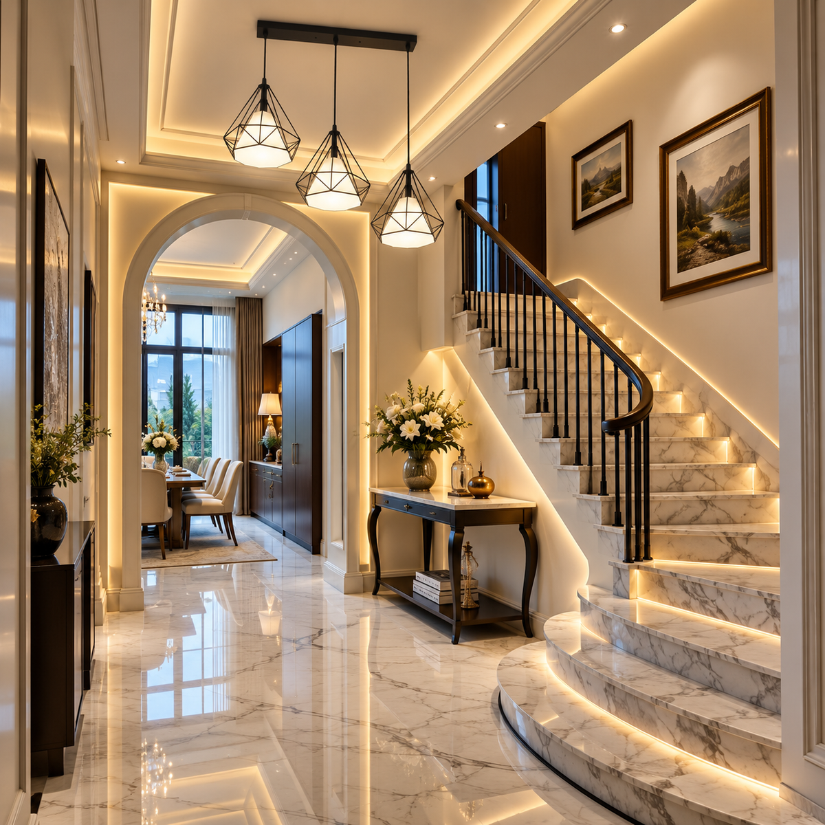Luxury Geometric 3 F11 Light Chandelier – Premium Metal & Plastic Ceiling Light