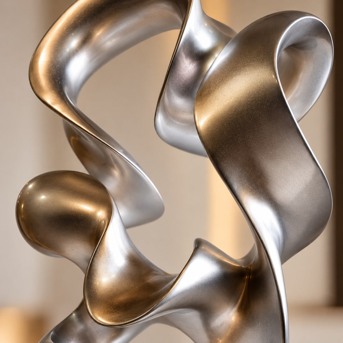 Modern Abstract Resin Sculpture D27 Silver Metallic Artistic Decor Piece