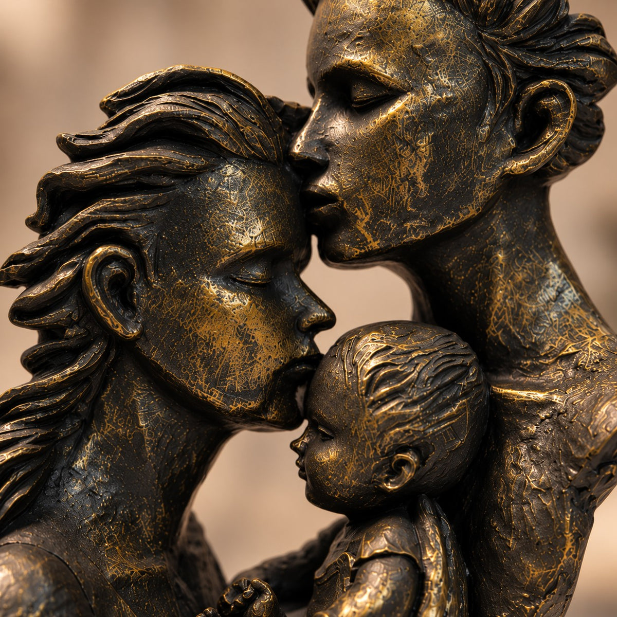 Family Love Resin Sculpture D25 Antique Bronze Finish | Modern Home Decor Showpiece