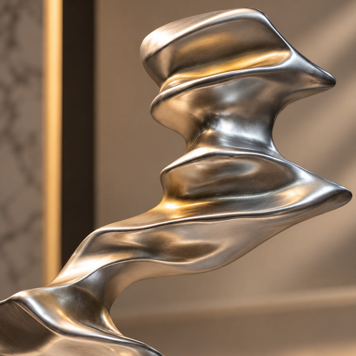 Silver Metallic Abstract Sculpture D19 | Contemporary Resin Home Decor
