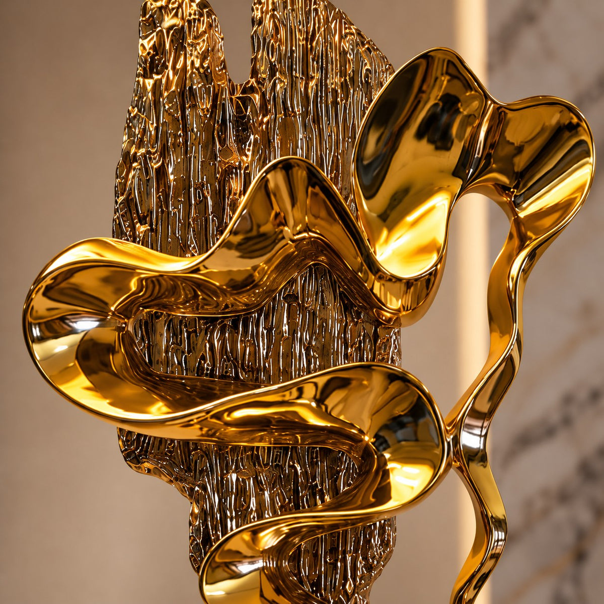 Statement Golden Wave Sculpture D2 Contemporary Home Decor