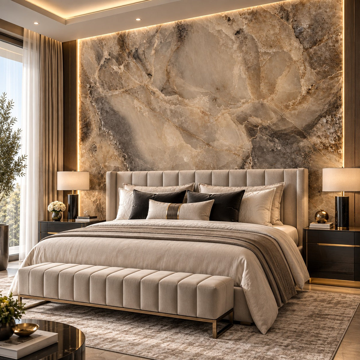 Premium Brown Marble Sintered Stone Slab T5 – Luxury Natural Stone Finish | 4 FT × 8 FT