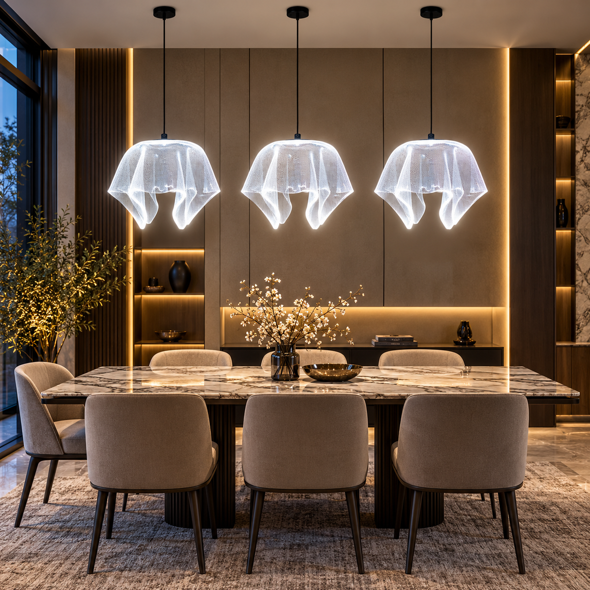 Luxury Hanging Light L3 – Modern Fluted Glass Pendant Light