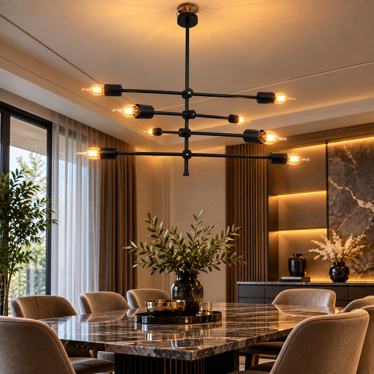 Modern 8 Lights Chandelier F9 Premium E27 Metal Ceiling Light
