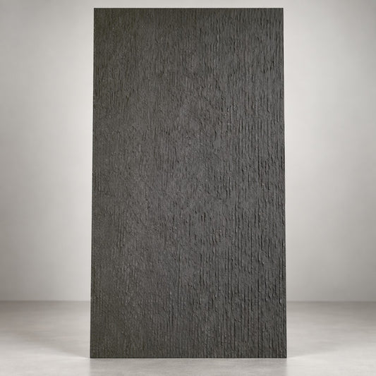 Black Fluted Soft Stone Sheet S8  Flexible Textured Stone Wall Cladding Pakistan