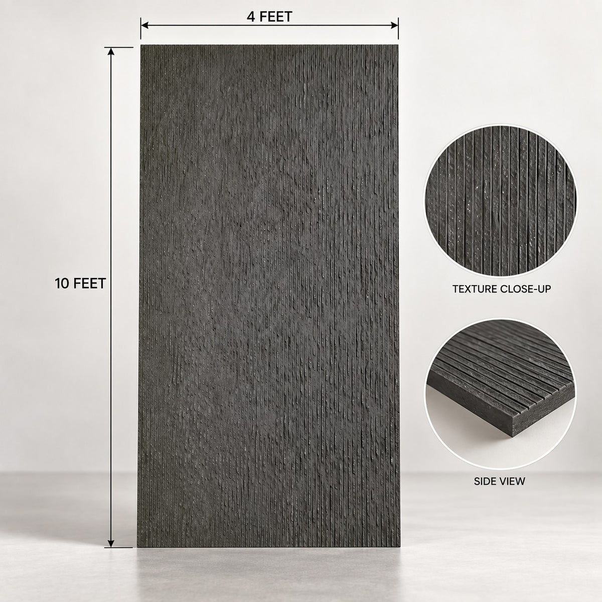Black Fluted Soft Stone Sheet S8  Flexible Textured Stone Wall Cladding Pakistan