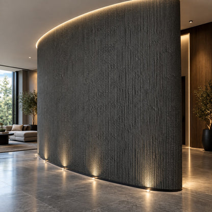 Black Fluted Soft Stone Sheet S8  Flexible Textured Stone Wall Cladding Pakistan