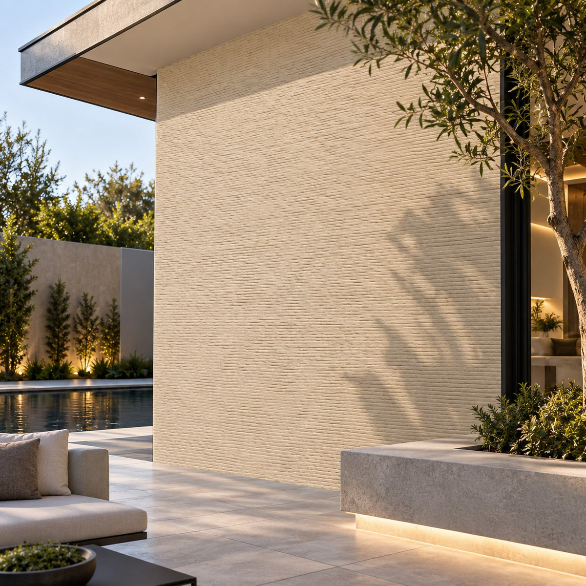 White Fluted Soft Stone Sheet S3 Flexible Textured Stone Wall Cladding Pakistan