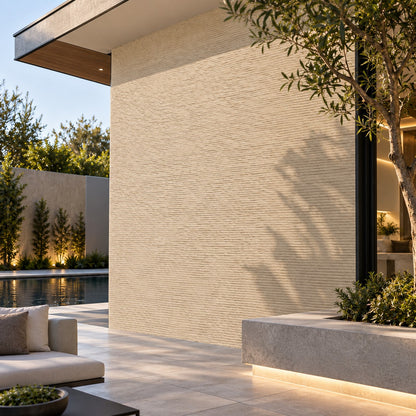 White Fluted Soft Stone Sheet S3 Flexible Textured Stone Wall Cladding Pakistan