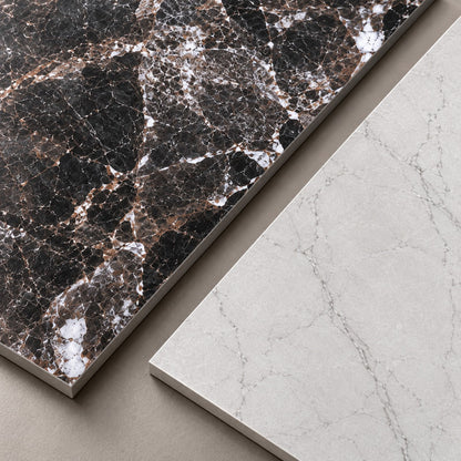 Luxury Black & Brown Marble Bathroom Tiles | Wall & Floor Tile Combination (T7-T2)