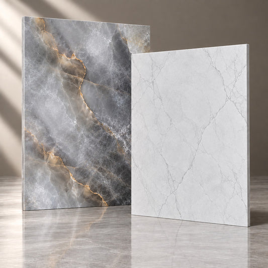Luxury Grey & White Marble Bathroom Tiles | Wall & Floor Tile Combination (T8-T2)