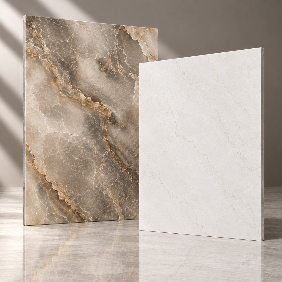 Luxury Beige & White Marble Bathroom Tiles | Wall & Floor Tile Combination(T3-T5)