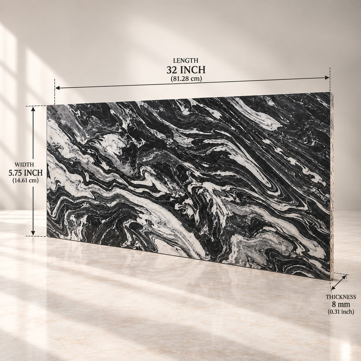 Black & White Marble Sintered Stone Slab T15 | Luxury Marble Look