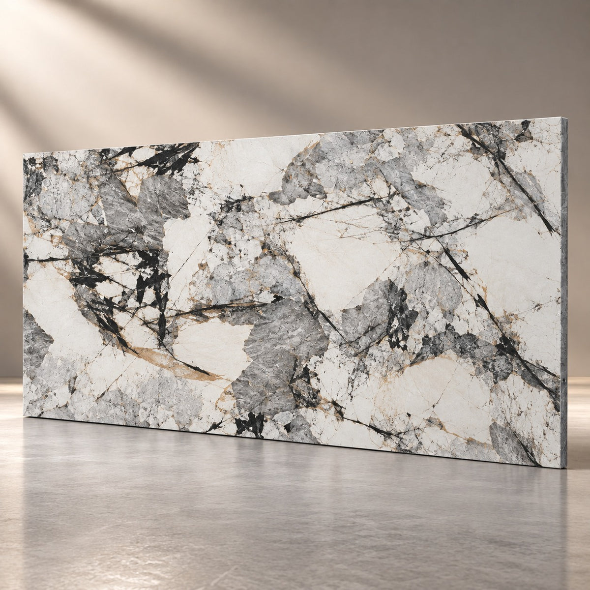 White & Grey Marble Sintered Stone Slab T13 | Luxury Stone Finish