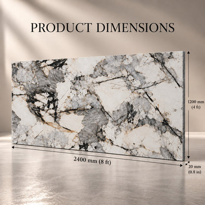 White & Grey Marble Sintered Stone Slab T13 | Luxury Stone Finish