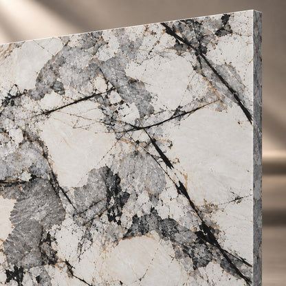 White & Grey Marble Sintered Stone Slab T13 | Luxury Stone Finish