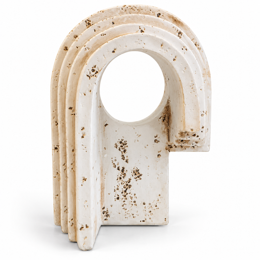 Decorative White Travertine Arch Sculpture D30