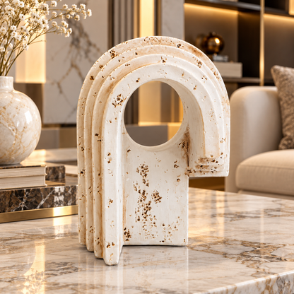 Decorative White Travertine Arch Sculpture D30