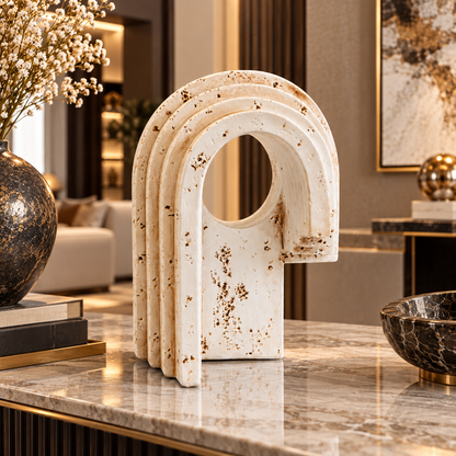 Decorative White Travertine Arch Sculpture D30