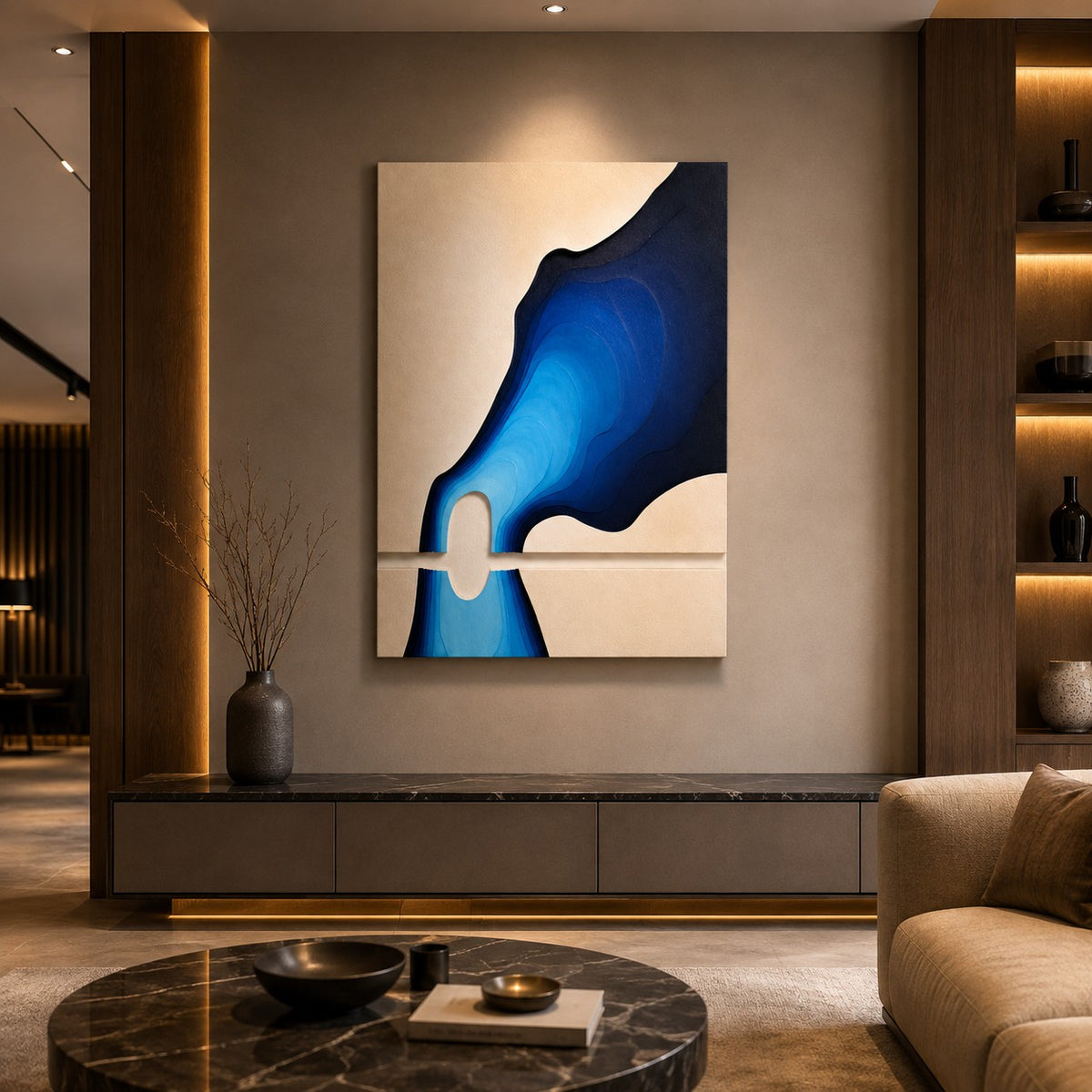 Blue Abstract Texture Painting P4 – Handmade Modern Wall Art
