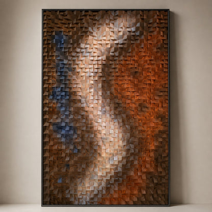 3D Wooden Blocks Painting P7 – Handmade Textured Wooden Wall Art