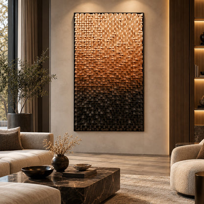 3D Wooden Blocks Painting P8– Handmade Textured Wooden Wall Art