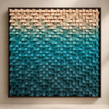 3D Wooden Blocks Painting P11 – Handmade Textured Wooden Wall Art