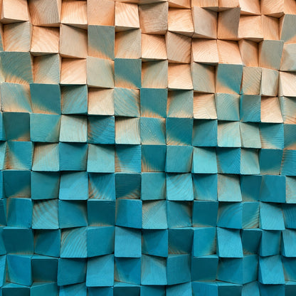 3D Wooden Blocks Painting P11 – Handmade Textured Wooden Wall Art