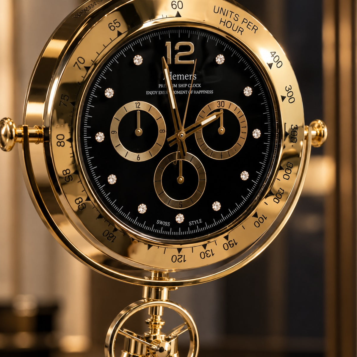 Gold & Black Stand Clock D53 Luxury Tripod Floor Clock