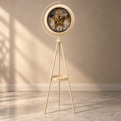 Cream Stand Clock D51 Modern Luxury Tripod Floor Clock