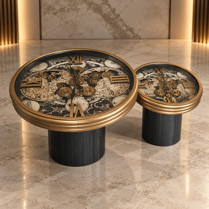 Set of 2 Luxury Clock Tables D43 Modern Round Side Tables