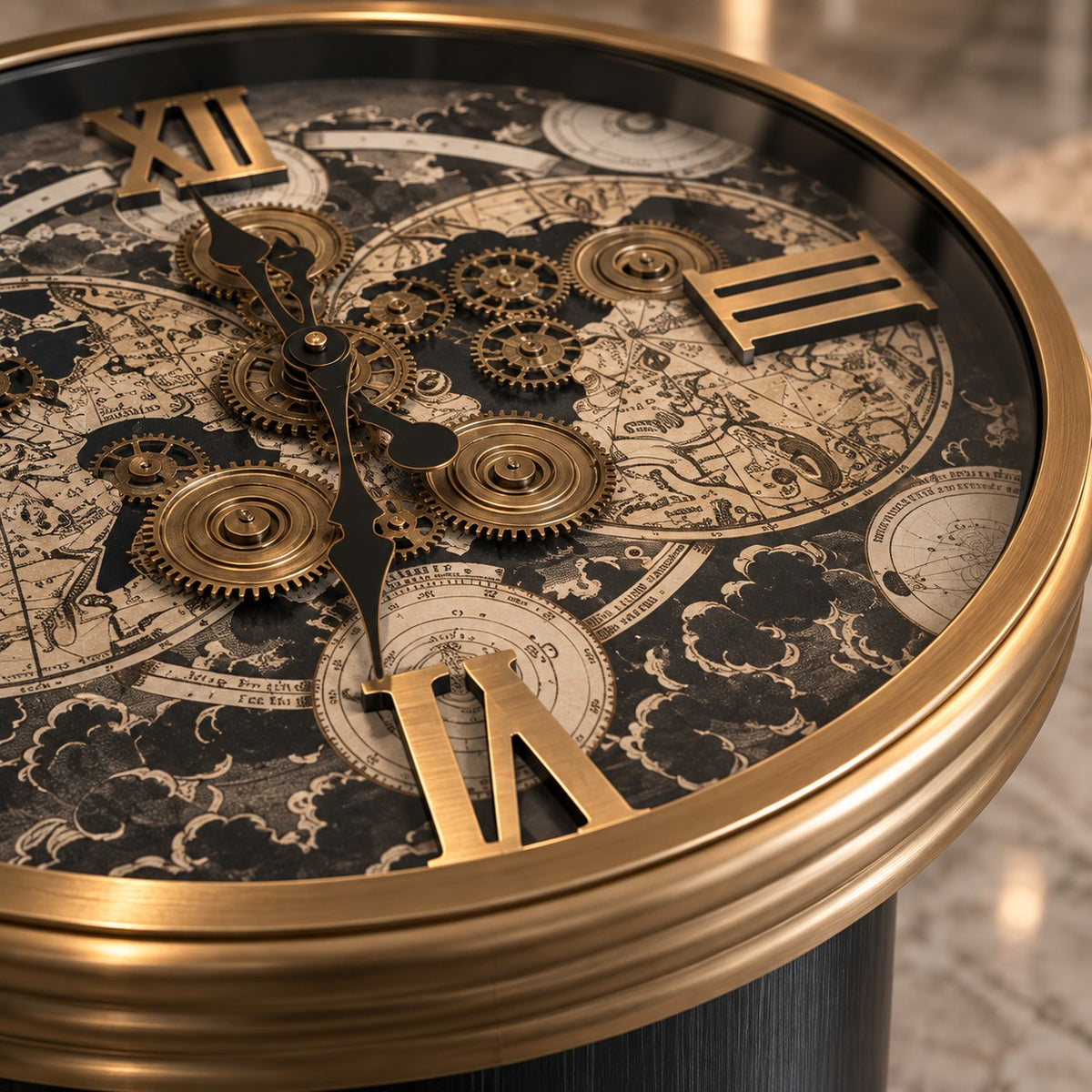 Set of 2 Luxury Clock Tables D43 Modern Round Side Tables