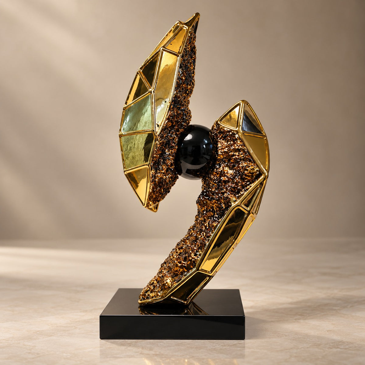 Decorative Gold & Black Abstract Sculpture D45