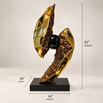 Decorative Gold & Black Abstract Sculpture D45