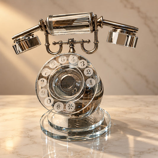 Retro Crystal Telephone D46 Premium Crystal & Metal Home Decor