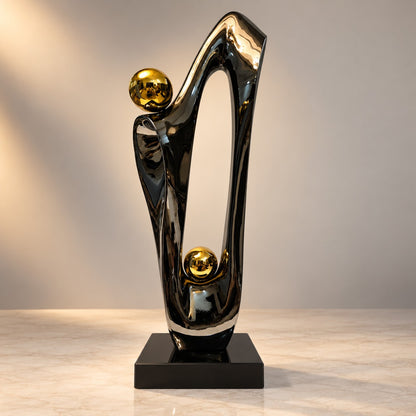 Decorative Black & Gold Abstract Sculpture D47