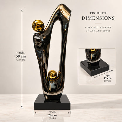 Decorative Black & Gold Abstract Sculpture D47
