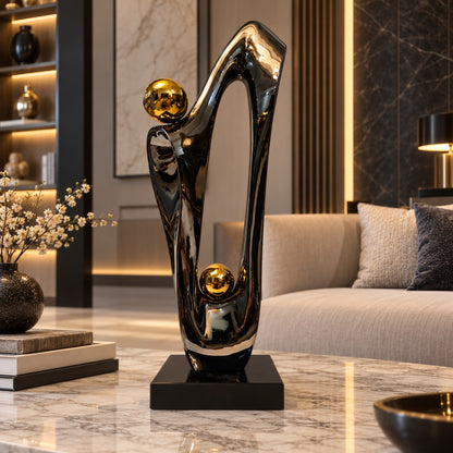 Decorative Black & Gold Abstract Sculpture D47