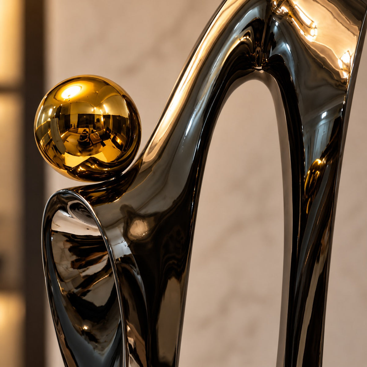 Decorative Black & Gold Abstract Sculpture D47