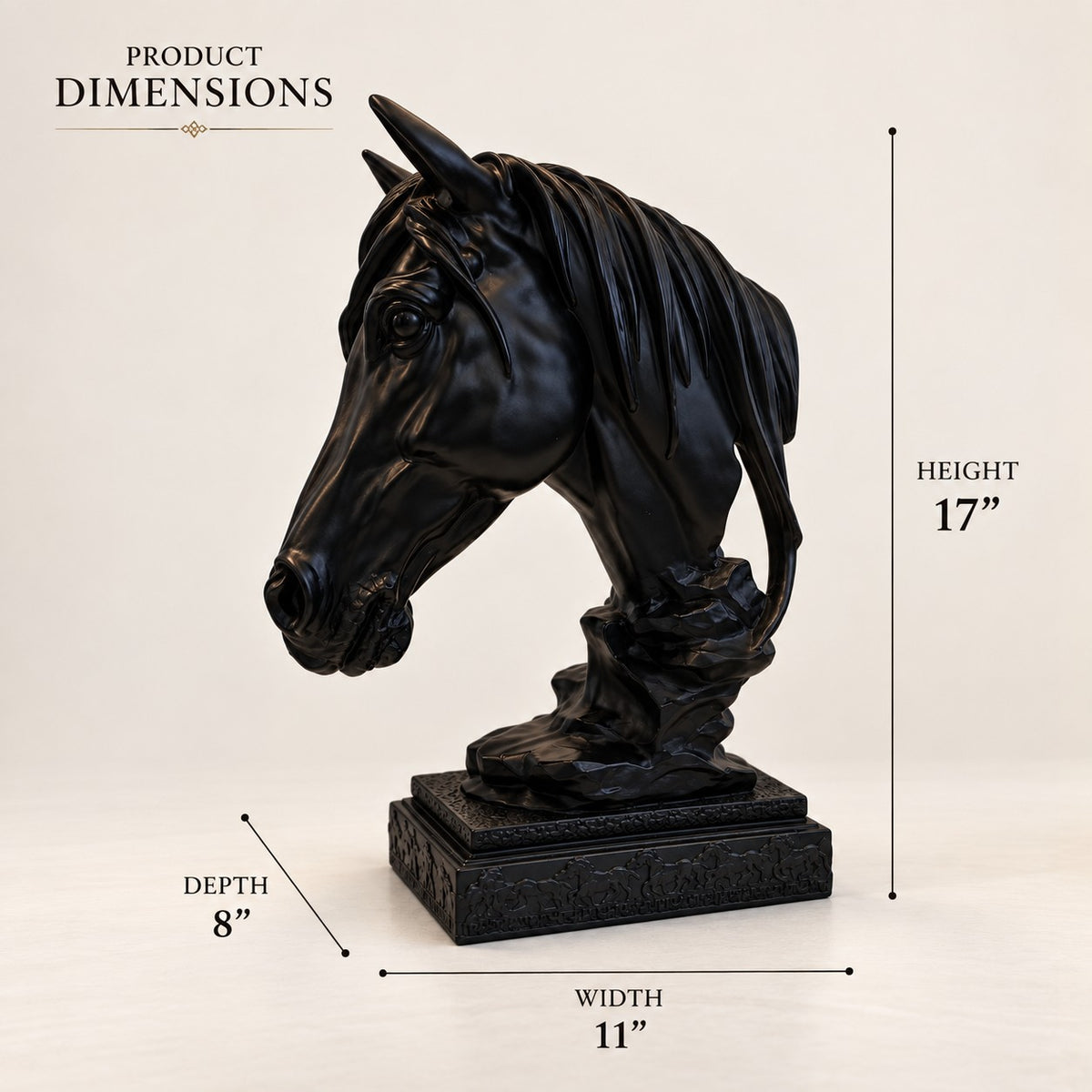 Horse Head Statue – Black & White D40 | Premium Resin Equestrian Sculpture