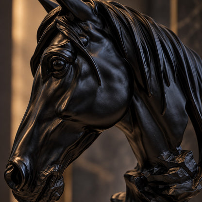 Horse Head Statue – Black & White D40 | Premium Resin Equestrian Sculpture