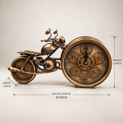 Steampunk Motorcycle Clock D36 Vintage Bronze Industrial Table Clock