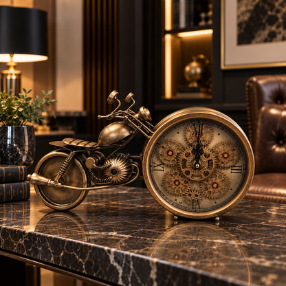 Steampunk Motorcycle Clock D36 Vintage Bronze Industrial Table Clock