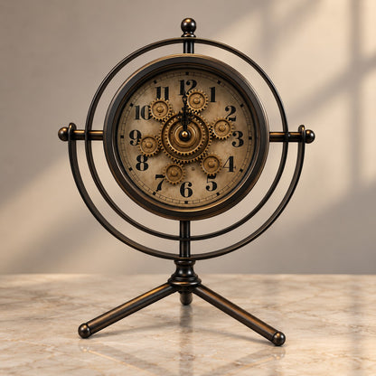 Modern Antique Bronze Decor Clock D38 Stainless Steel Geared Table Clock