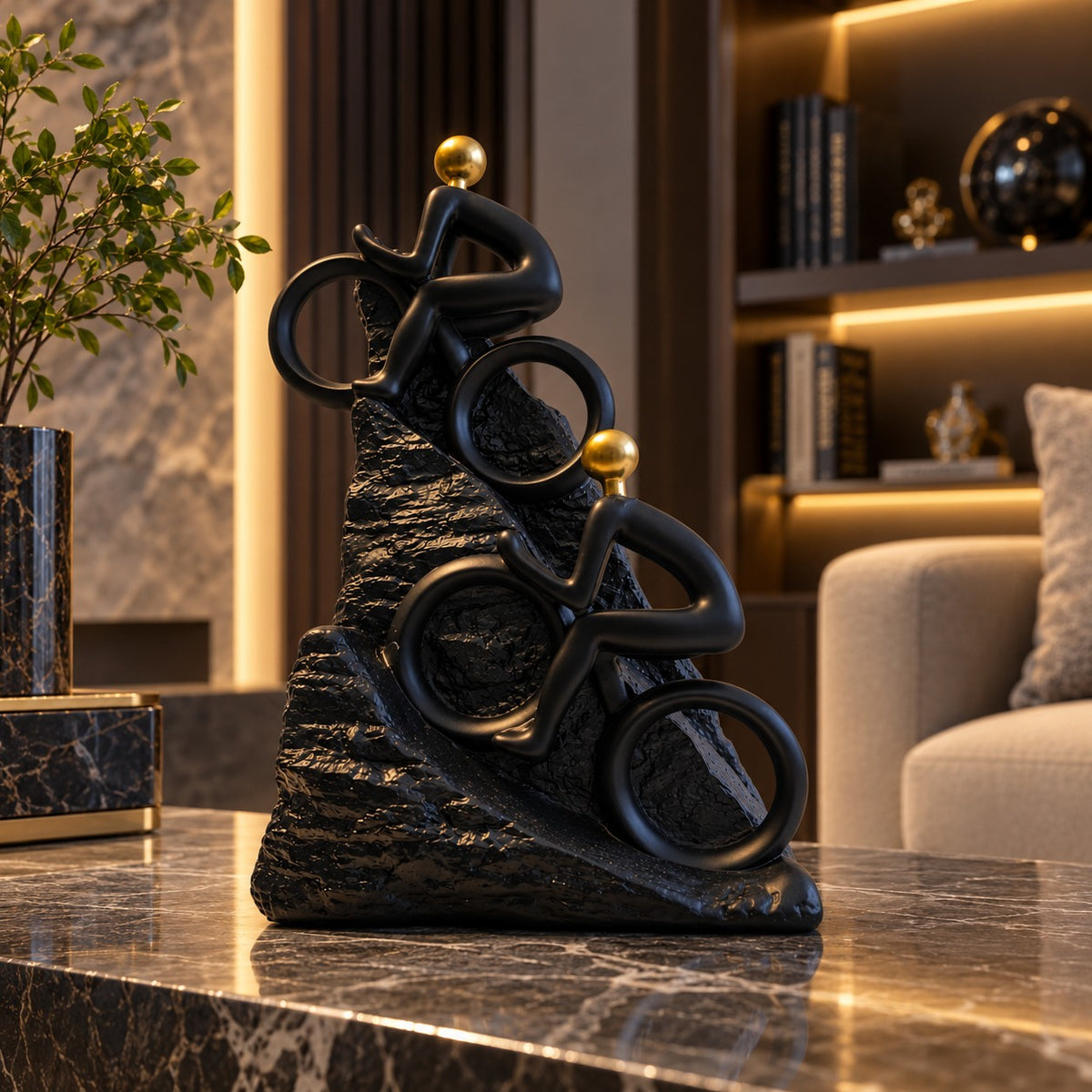 Decorative Black & Gold Abstract Sculpture D34