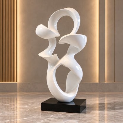 Modern Abstract Resin Sculpture D28 White High Gloss Artistic Decor Piece