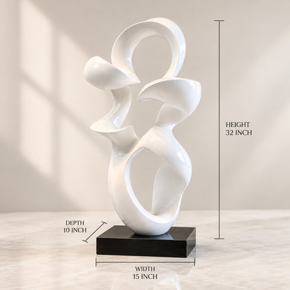Modern Abstract Resin Sculpture D28 White High Gloss Artistic Decor Piece