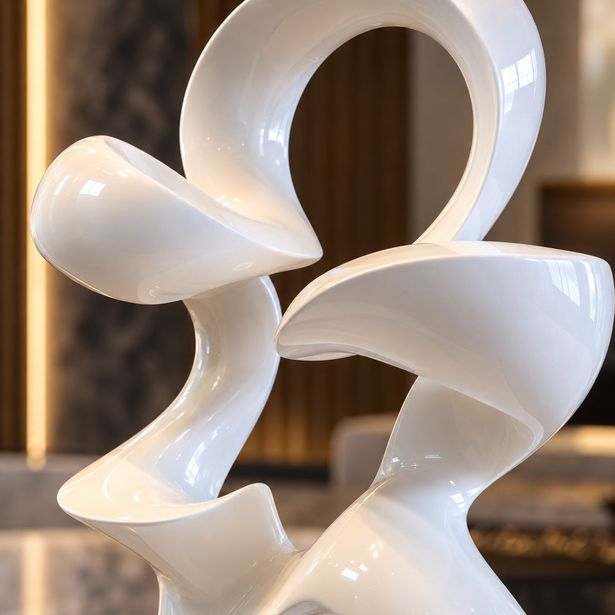 Modern Abstract Resin Sculpture D28 White High Gloss Artistic Decor Piece