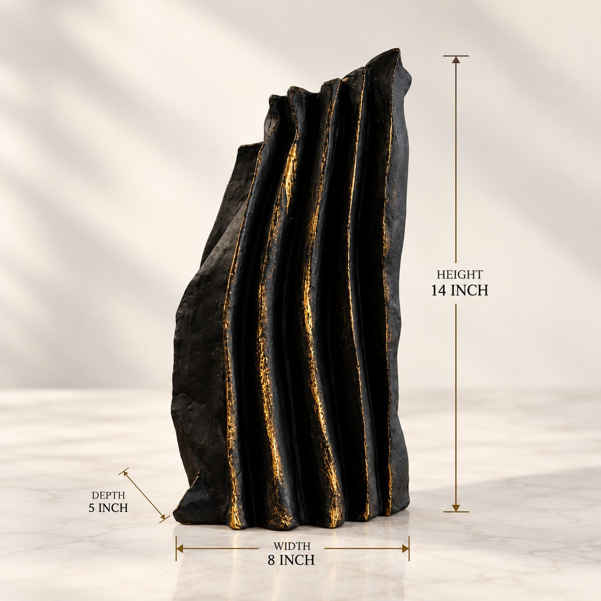 Modern Abstract Resin Sculpture D32 Black & Gold Artistic Decor Piece