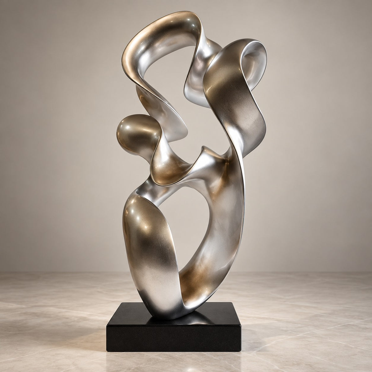 Modern Abstract Resin Sculpture D27 Silver Metallic Artistic Decor Piece